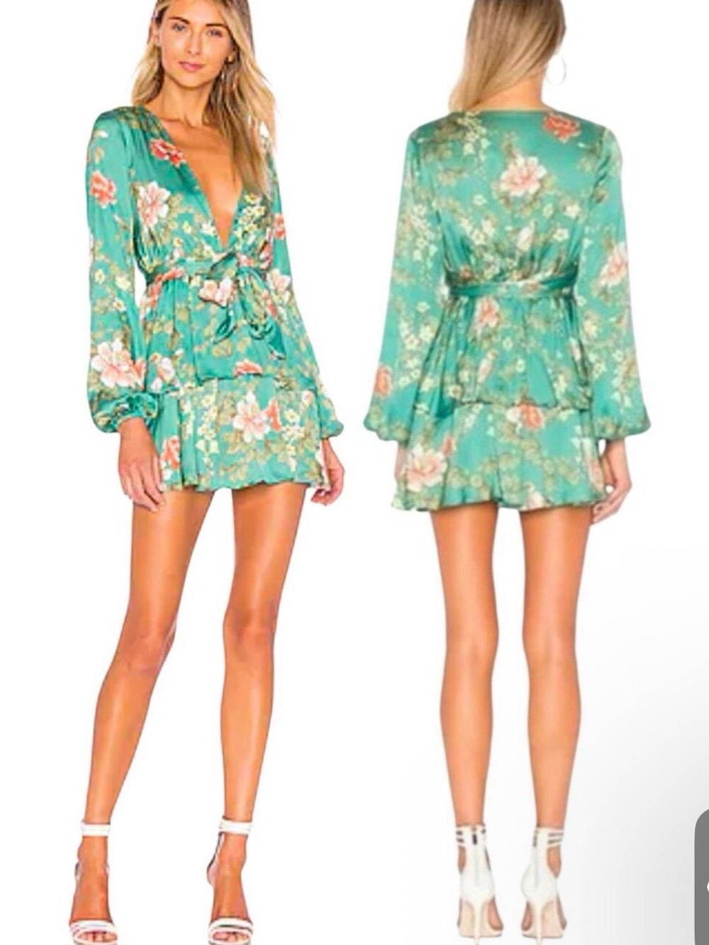 Majorelle Berkshire Bird And Floral Print LS Mini Dress Size S